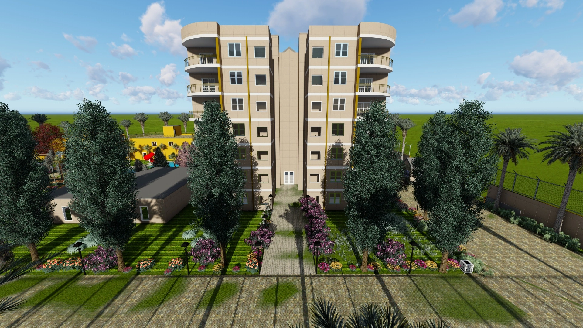 Housing View, Residential apartments — architectural exterior model