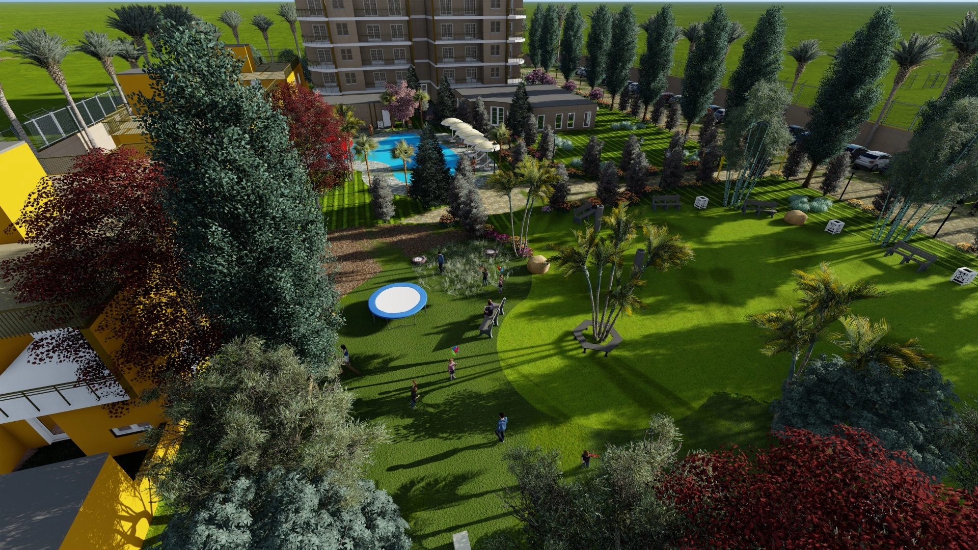 Balcony view, Community landscaping — balcony perspective