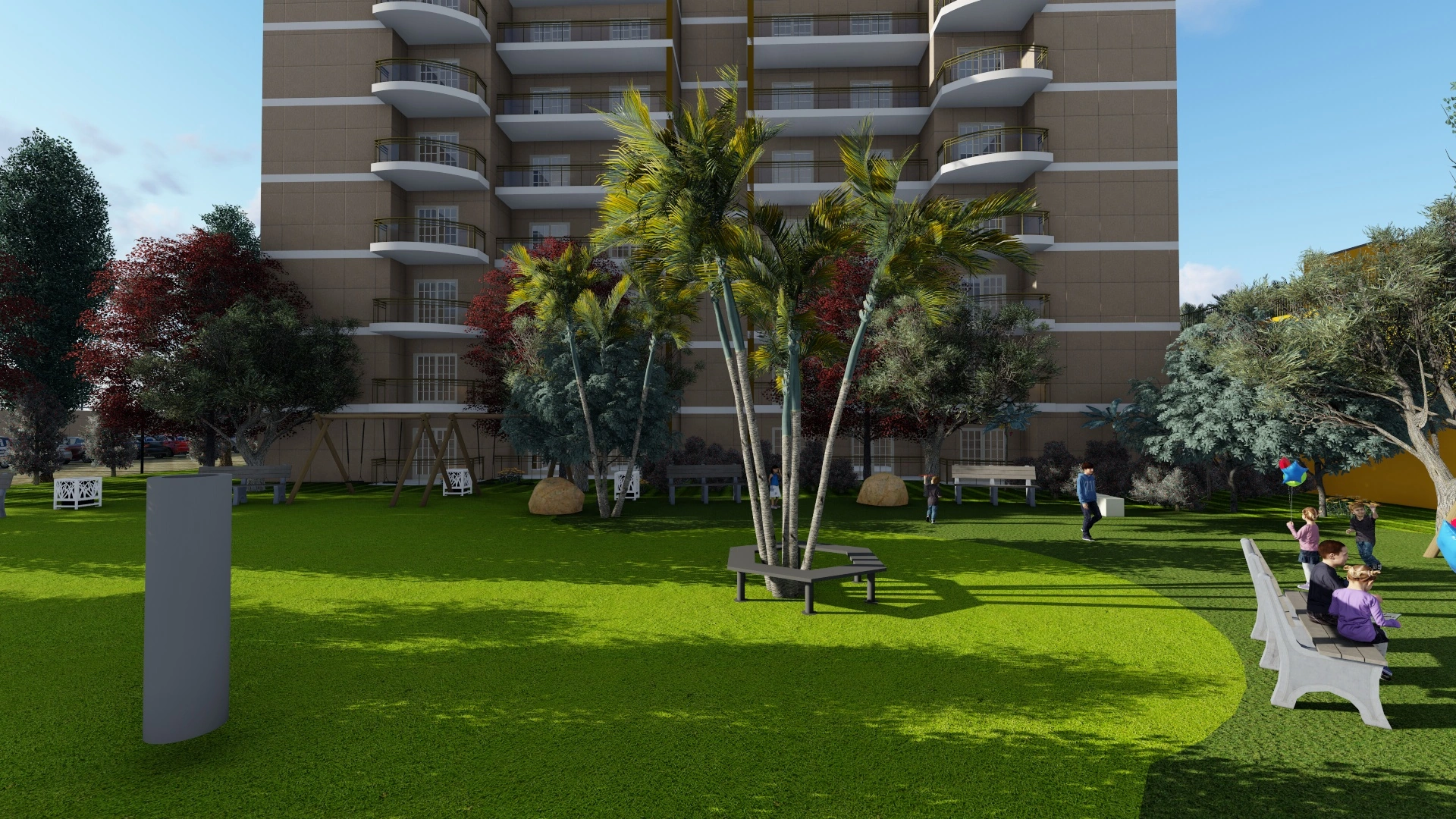 Community garden — landscaped seating area