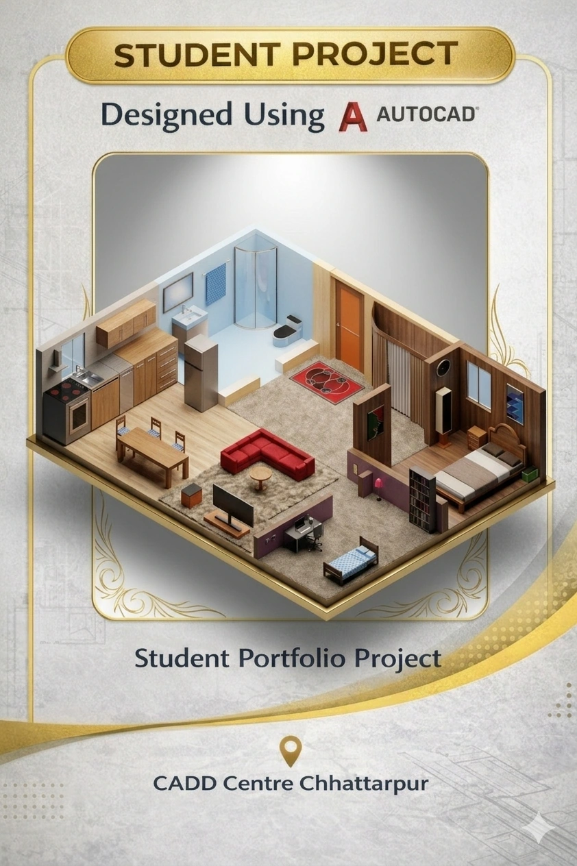Residential interior — furnished 3D cutaway